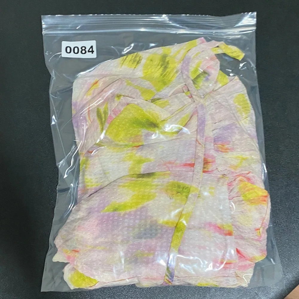 Pink Yellow Sheer Wrap Blouse Top Medium Whimsical Coquette Festive - Picture 4 of 4